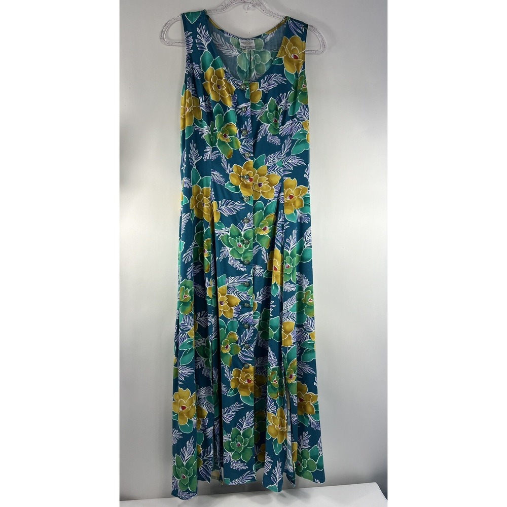 Jr Bentley Vintage Sleeveless Floral Print Maxi Dress Womens Size 12‎ 100% Rayon